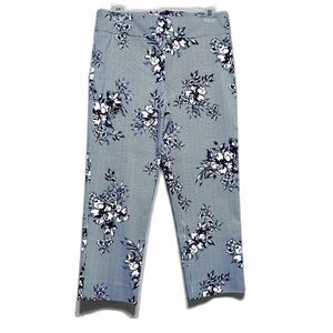NWOT Margaret M Slimming Pants Tapered Trouser Blue Floral Ankle Women sz Large